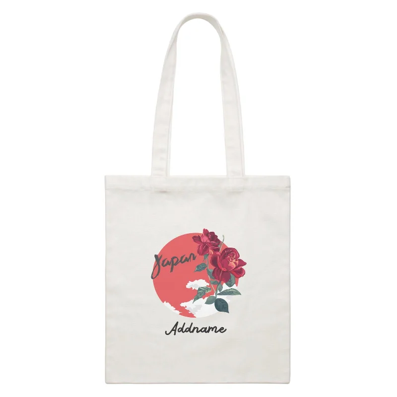 Small Canvas Crossbody Bag with Zipper Pocket for Travel EssentialsArtistic City Japan Red Roses with Addname White Canvas Bag