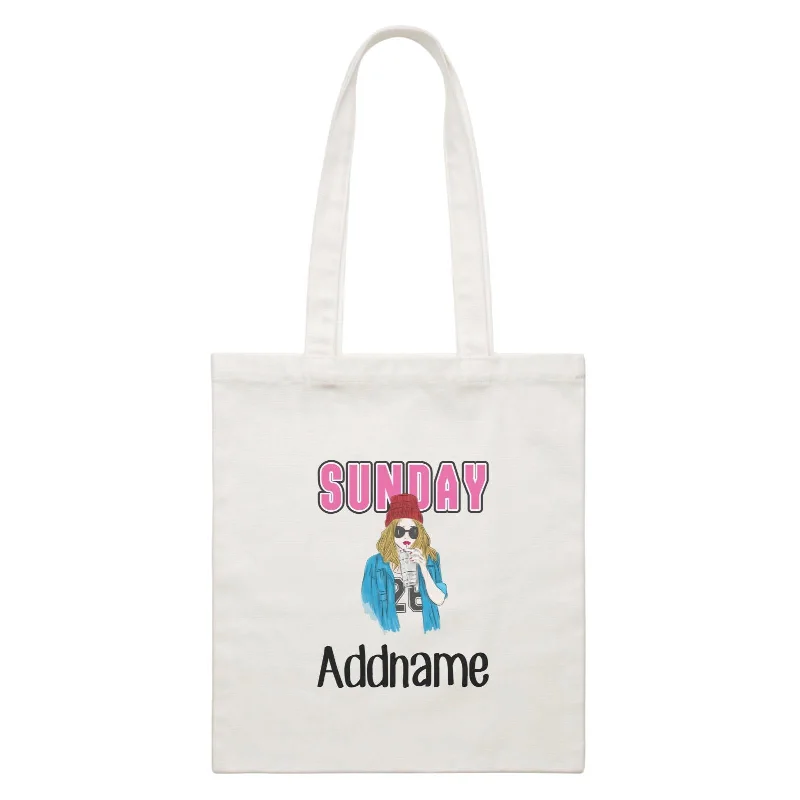 Customizable Canvas Tote Bag for Brand PromotionBeautiful Chic Sunday Hipster With Addname White Canvas Bag