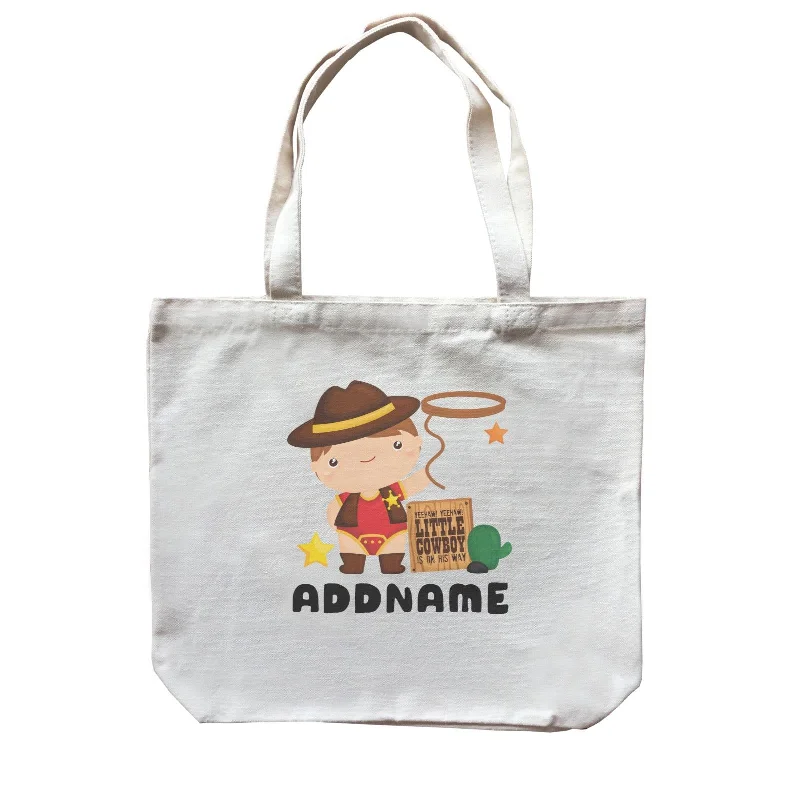 Large Capacity Canvas Tote Bag for Grocery Shopping with Reinforced HandlesBirthday Cowboy Style Little Cowboy Holding Hoe In Star Badge Addname Canvas Bag