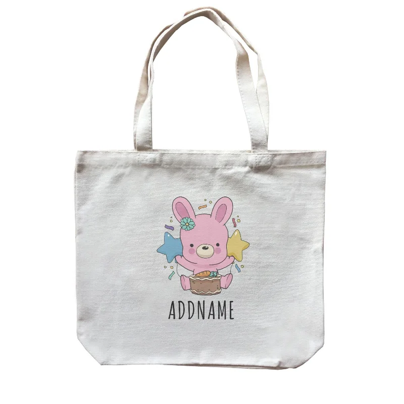 Black Canvas Laptop Messenger Bag for Professional UseBirthday Sketch Animals Rabbit with Carrot Cake Addname Canvas Bag