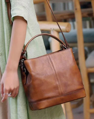 Suede Bucket Bag in Burgundy with Tassel Trim for a Boho - Chic VibeBrown Leather Womens Handbag Bucket Shoulder Bag Red Leather Barrel Blue Handbag for Ladies