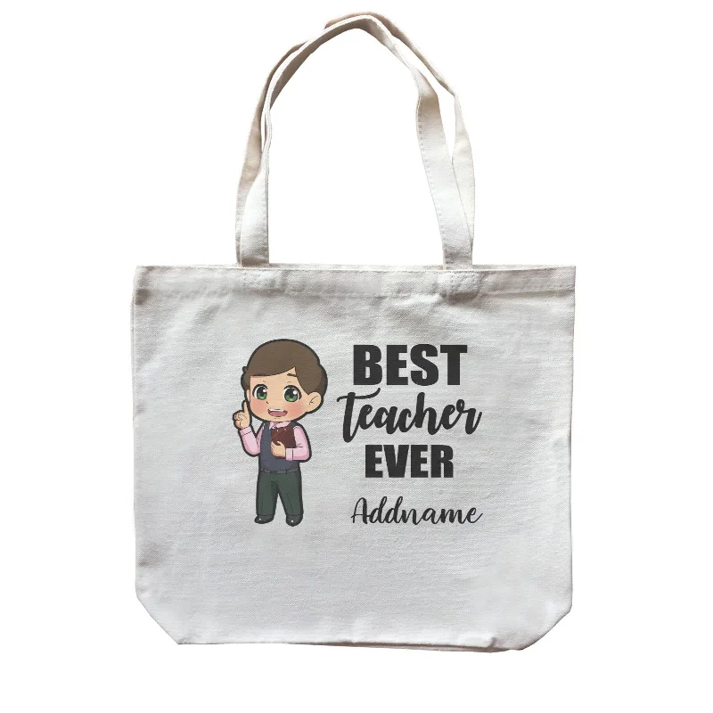 Recycled Canvas Shoulder Bag for Eco - Conscious ConsumersChibi Teachers Chinese Man Best Teacher Ever Addname Canvas Bag