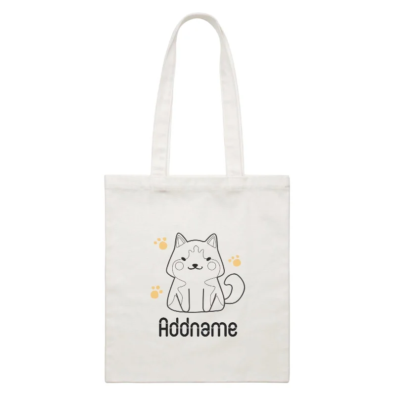 Waterproof Canvas Messenger Bag for Commuting in All WeatherColoring Outline Cute Hand Drawn Animals Dogs Husky Addnam White White Canvas Bag