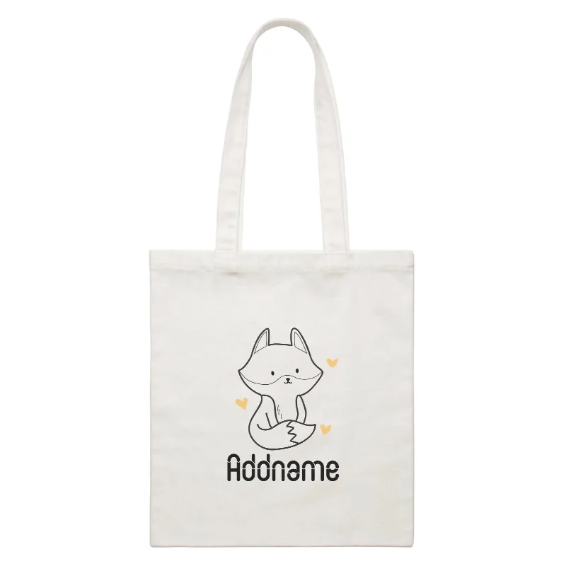 Military - Inspired Canvas Rucksack for Outdoor AdventuresColoring Outline Cute Hand Drawn Animals Fox Fox Addname White White Canvas Bag