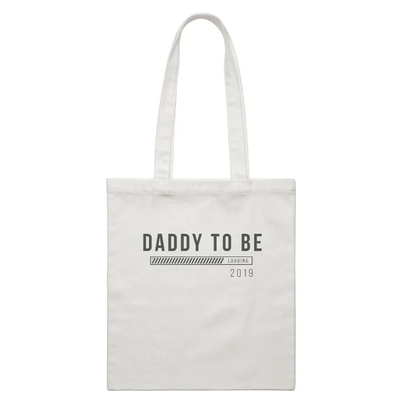 Canvas Beach Bag with Mesh Pockets for Sand - Free DryingComing Soon Family Daddy To Be Loading Add Date White Canvas Bag