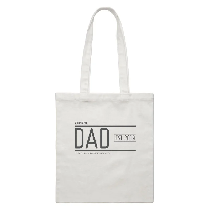 Foldable Canvas Shopping Bag for Easy Storage in Your CarDad Blueprint Addname With Date Dad Definition White Canvas Bag