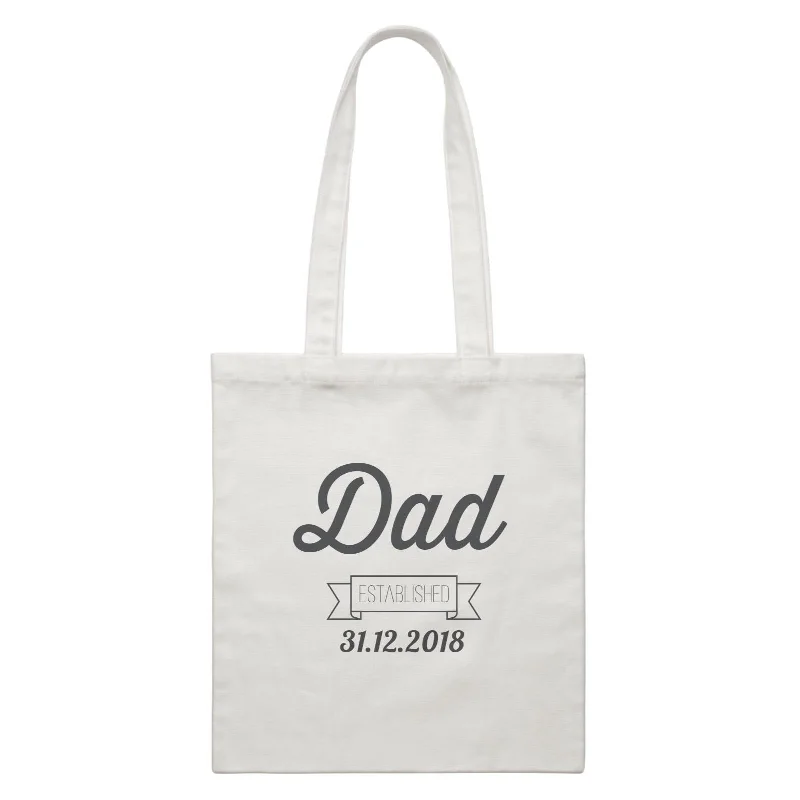 Canvas Drawstring Backpack for Gym and Workout GearDad Established Typography With Date White Canvas Bag