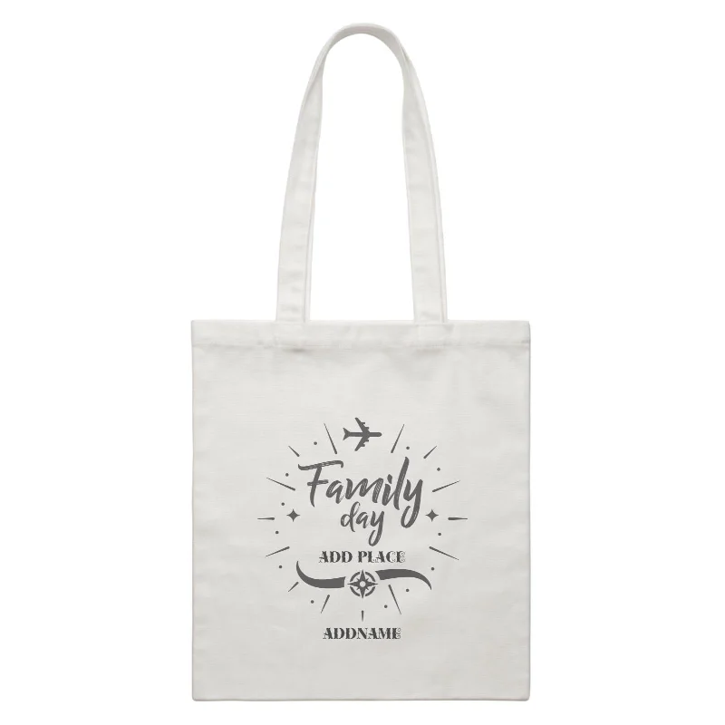 Recycled Canvas Shoulder Bag for Eco - Conscious ConsumersFamily Day Flight Plane Icon Family Day Addname And Add Place White Canvas Bag