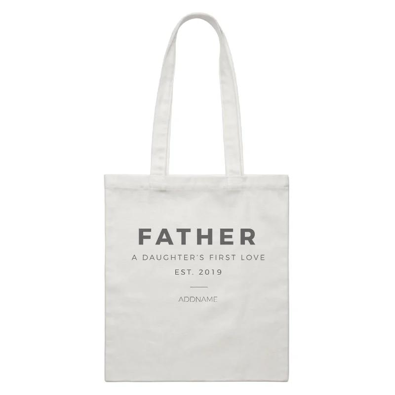 Canvas Beach Bag with Mesh Pockets for Sand - Free DryingFather First A Daughters First Love Addname With Date White Canvas Bag