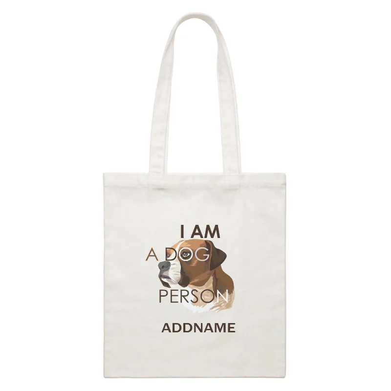 Small Canvas Crossbody Bag with Zipper Pocket for Travel EssentialsFunny Hand Drawn Animals I'm A Dog Person Mastiff With Addname White Canvas Bag