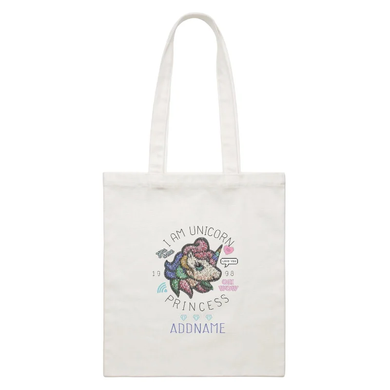 Military - Inspired Canvas Rucksack for Outdoor AdventuresGirl Power Quotes I Am Unicorn Princess Sparkle Unicorn Cute Elements With Addnames White Canvas Bag