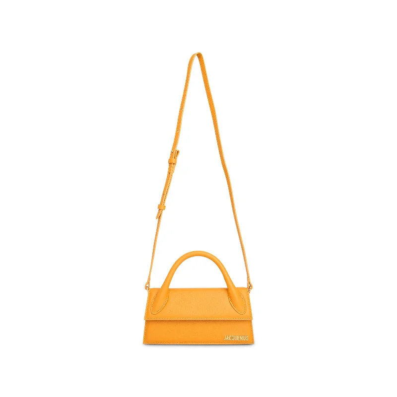 Women's Quilted Bucket Bag in Black with Silver Hardware for a Classic and Timeless StyleLe Chiquito Long Leather Bag in Dark Orange