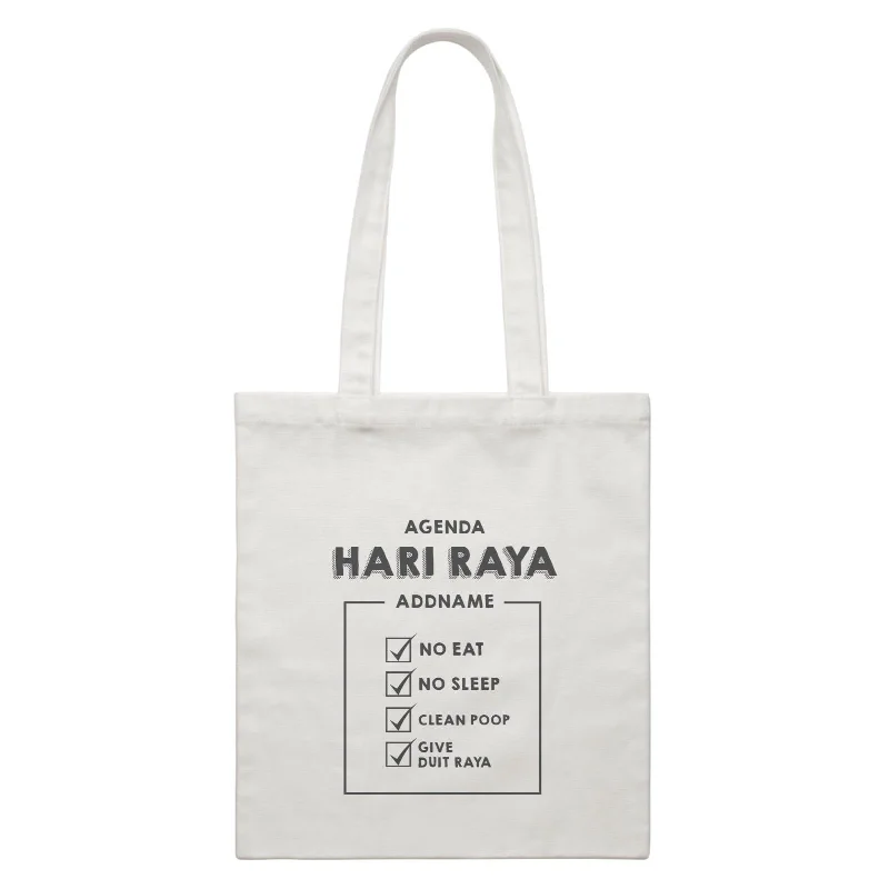 Recycled Canvas Shoulder Bag for Eco - Conscious ConsumersMom N Dads Agenda Hari Raya White Canvas Bag