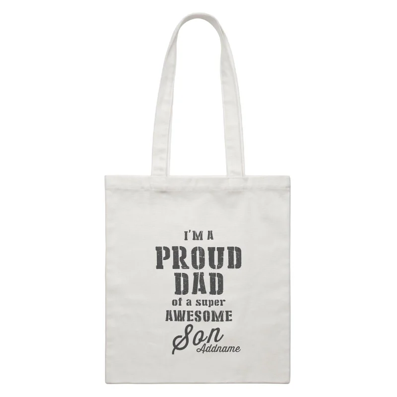 Minimalist Canvas Laptop Bag with Padded Interior for ProtectionProud Family Im A Proud Dad Of A Super Awesome Son Addname White Canvas Bag