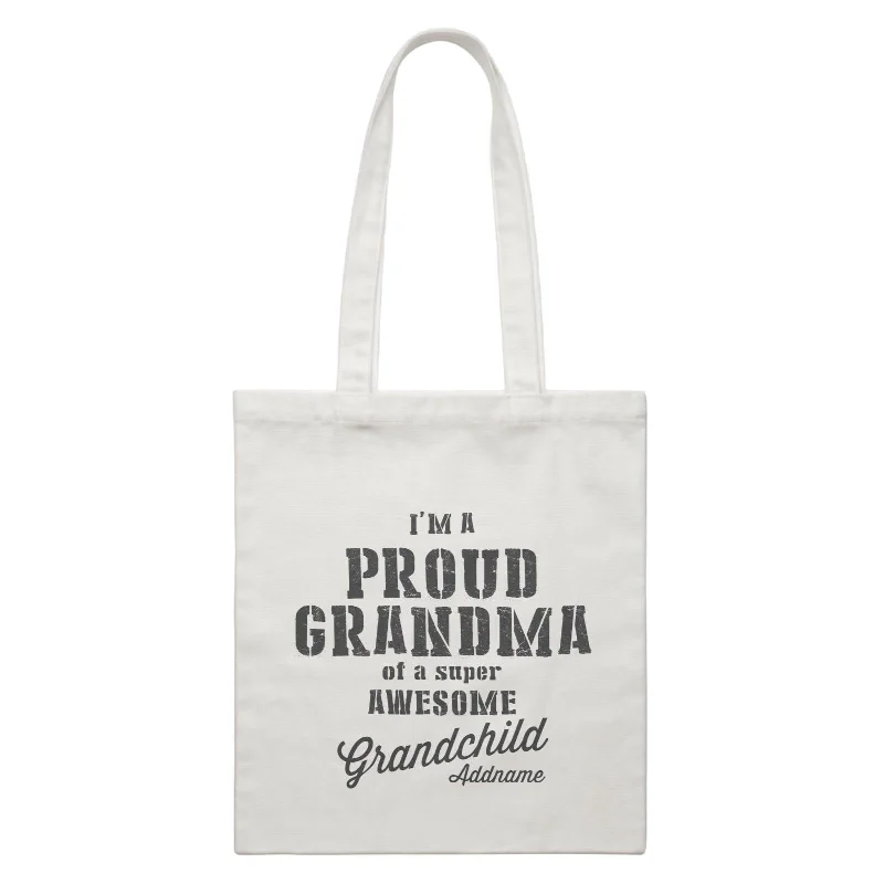 Small Canvas Crossbody Bag with Zipper Pocket for Travel EssentialsProud Family Im A Proud Grandma Of A Super Awesome Grandchild Addname White Canvas Bag