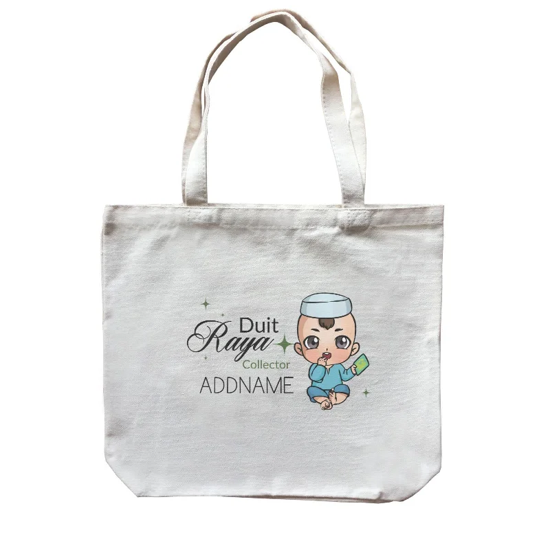 Printed Floral Pattern Canvas Shoulder Bag for Spring OutfitsRaya Chibi Baby Baby Boy Duit Raya Collector Addname Accessories Canvas Bag