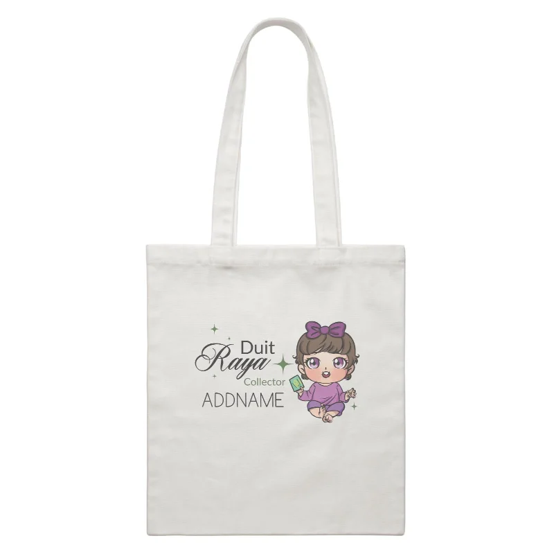 Canvas Drawstring Backpack for Gym and Workout GearRaya Chibi Baby Baby Girl Duit Raya Collector Addname White Canvas Bag