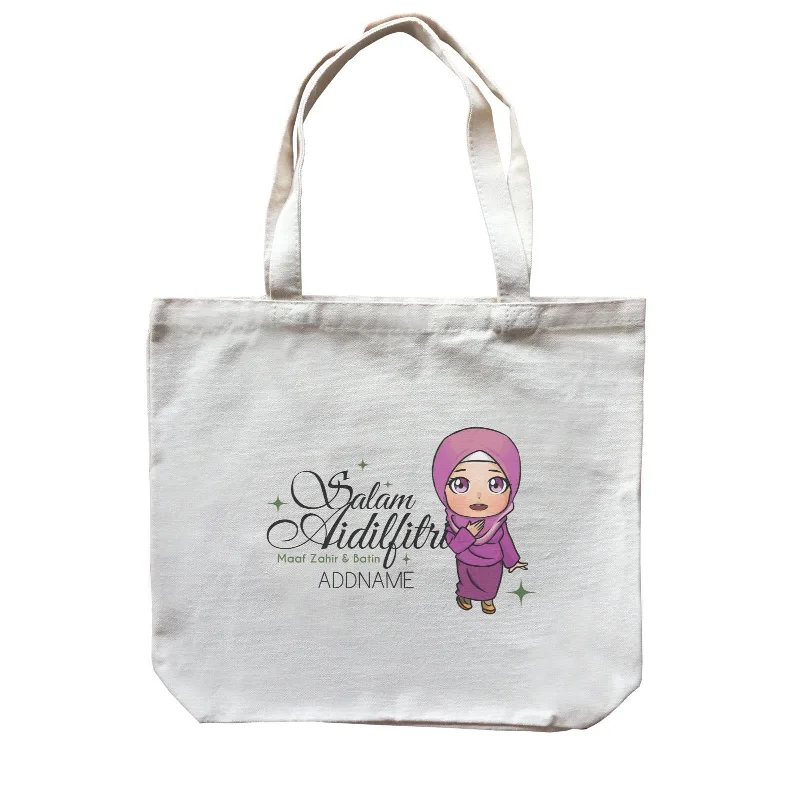 Waterproof Canvas Messenger Bag for Commuting in All WeatherRaya Chibi Wishes Woman Addname Wishes Everyone Salam Aidilfitri Maaf Zahir & Batin Accessories Canvas Bag