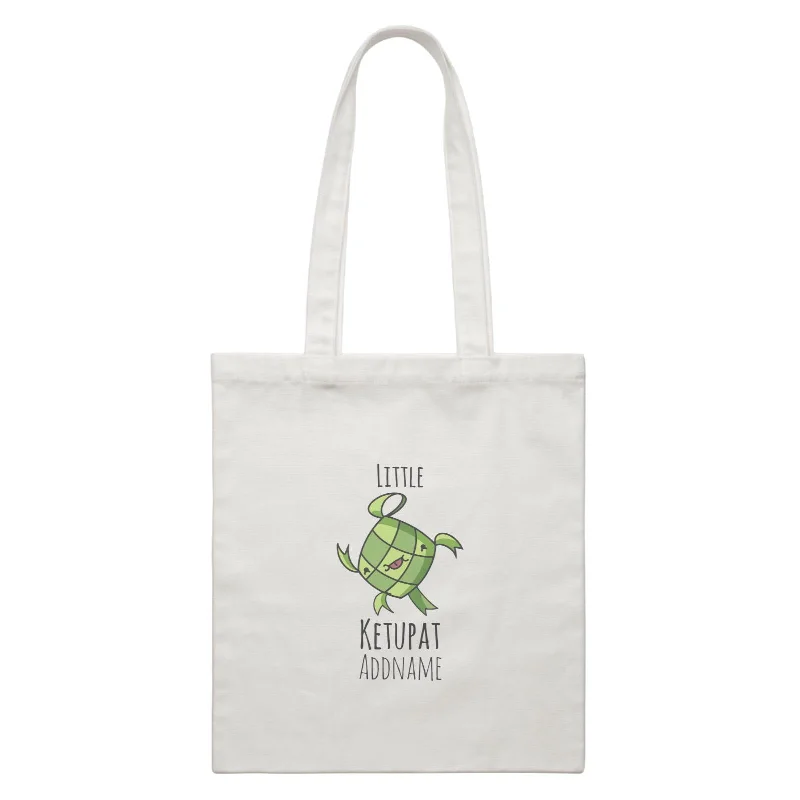 Customizable Canvas Tote Bag for Brand PromotionRaya Kuih Savoury Little Ketupat Addname White Canvas Bag