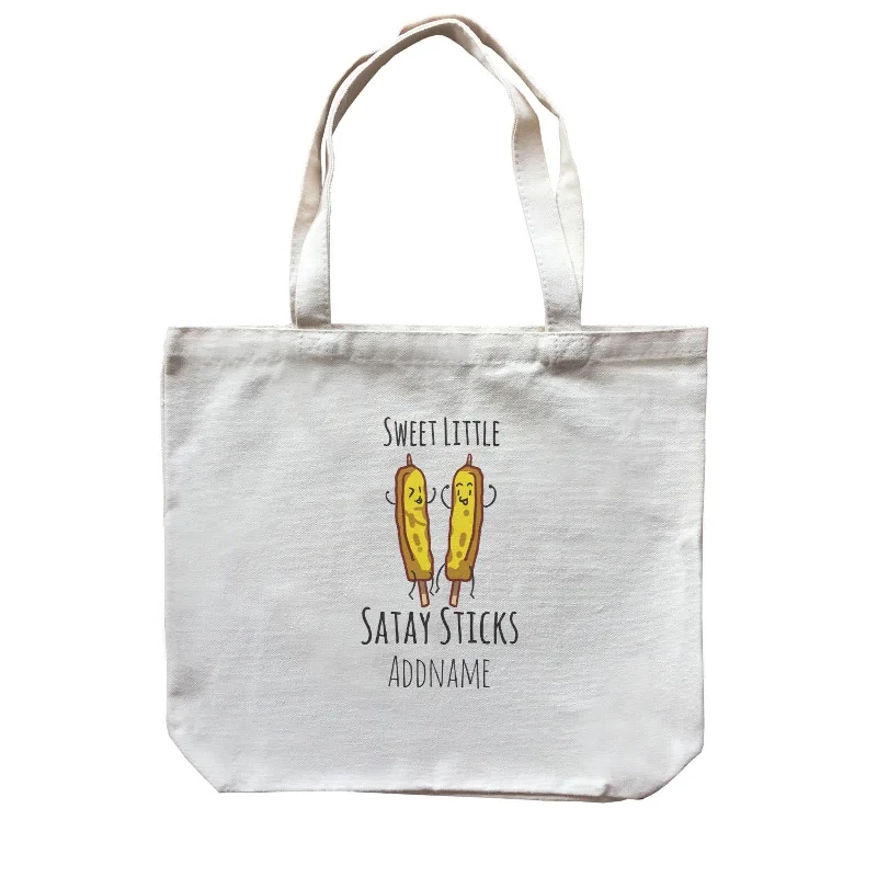 Customizable Canvas Tote Bag for Brand PromotionRaya Kuih Savoury Sweet Little Satay Sticks Addname Canvas Bag