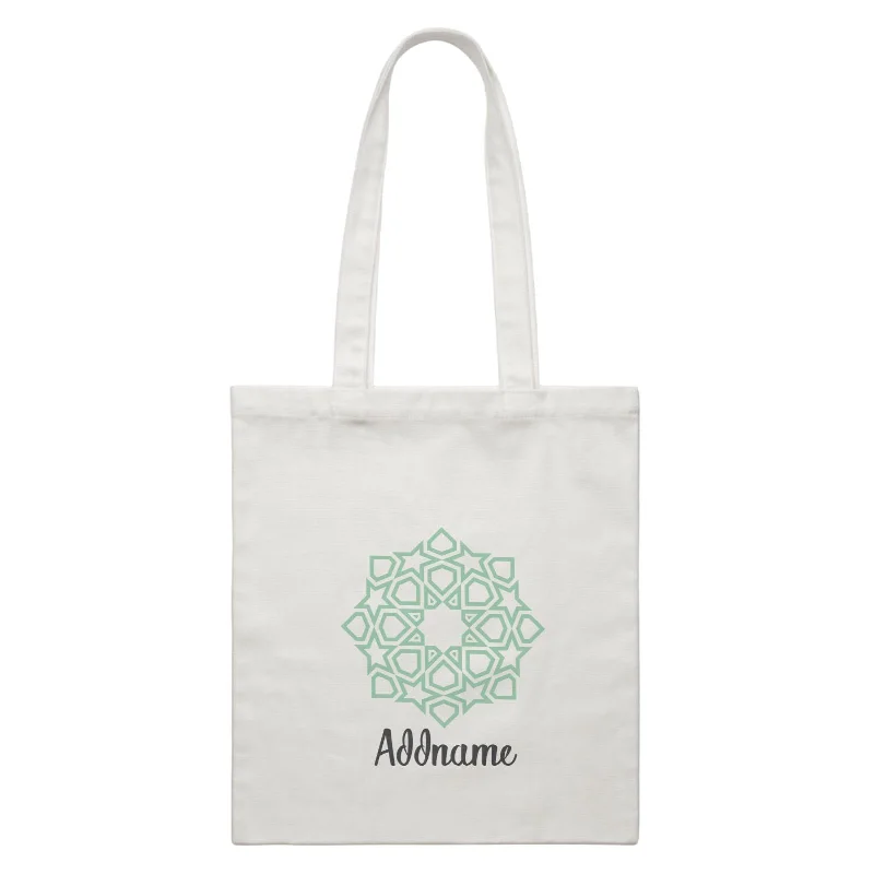 Plus - Size Canvas Tote Bag for Carrying Large ItemsRaya Symbol Green Islamic Geometric Addname Accessories White Canvas Bag