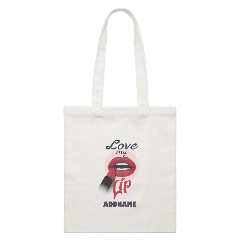 Minimalist Canvas Laptop Bag with Padded Interior for ProtectionRed Lips Love My Lip With Addname White Canvas Bag