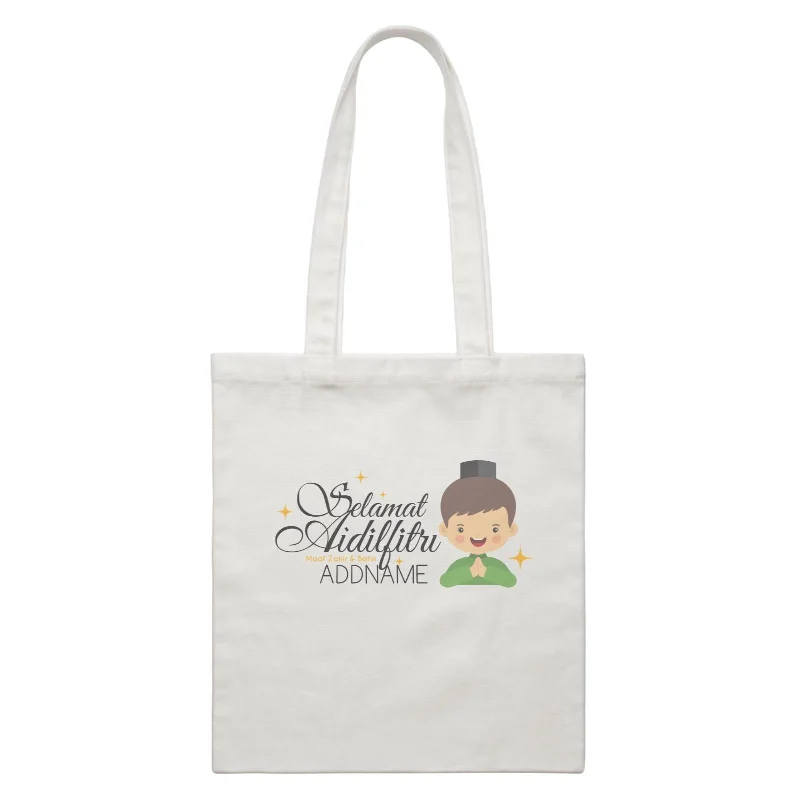 Plus - Size Canvas Tote Bag for Carrying Large ItemsSelamat Aidilfitri Man White Canvas Bag