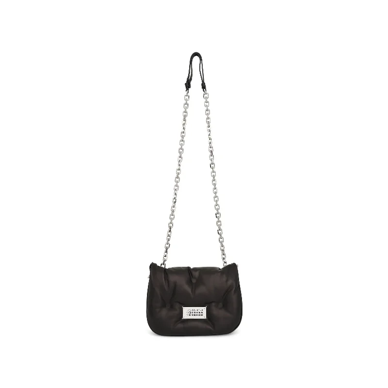 Canvas and Leather - Trimmed Bucket Bag in Beige for a Casual Weekend GetawaySmall Glam Slam Flap Bag in Black