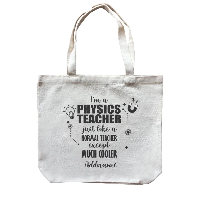 Multicolor Striped Canvas Tote Bag for Beach TripsSubject Teachers 2 I'm A Physics Teacher Addname Canvas Bag