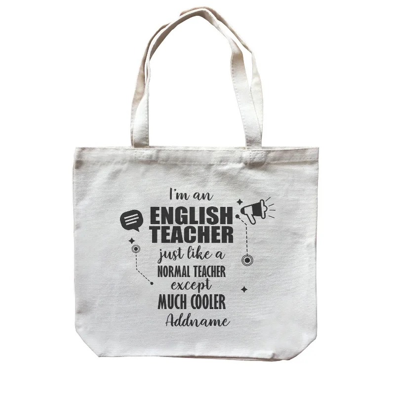 Canvas Drawstring Backpack for Gym and Workout GearSubject Teachers 3 I'm A English Teacher Addname Canvas Bag