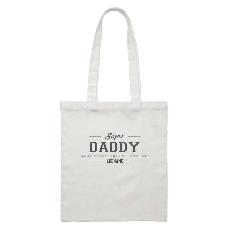 Large Capacity Canvas Tote Bag for Grocery Shopping with Reinforced HandlesSuper Definition Family Super Daddy Addname White Canvas Bag