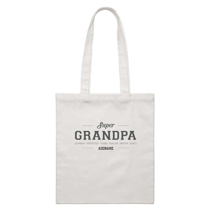 Canvas Art Supply Bag with Adjustable Dividers for ArtistsSuper Definition Family Super Grandpa Addname White Canvas Bag