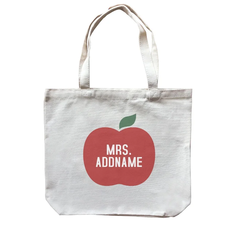 Minimalist Canvas Laptop Bag with Padded Interior for ProtectionTeacher Addname Big Red Apple Mrs. Addname Canvas Bag