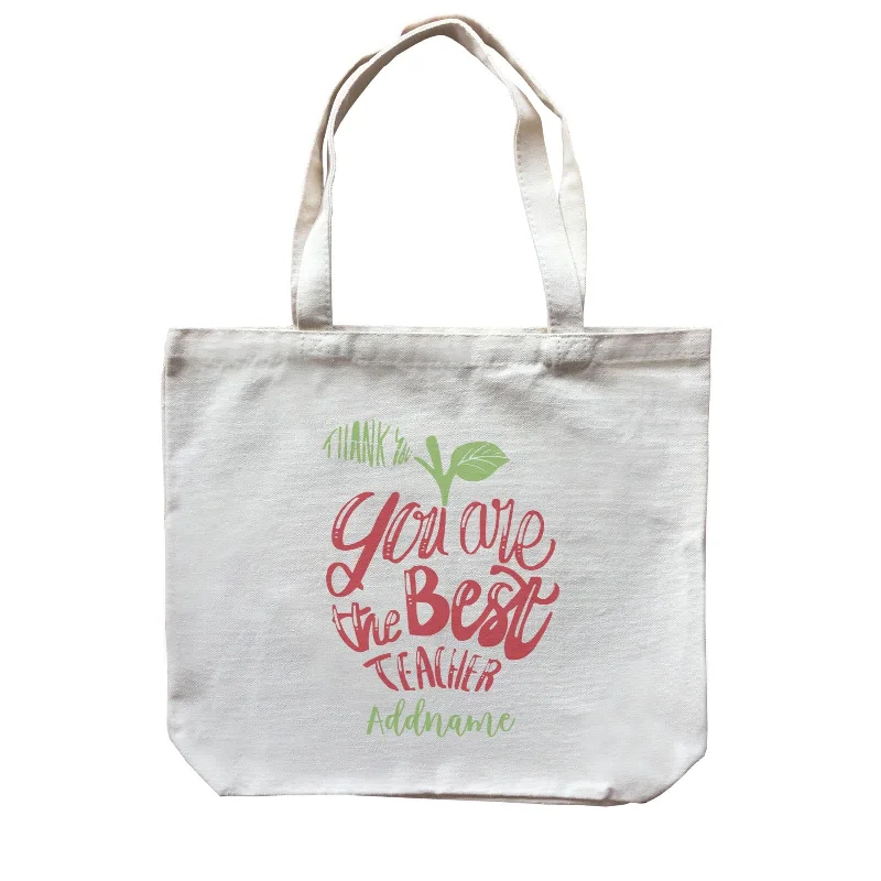 Plus - Size Canvas Tote Bag for Carrying Large ItemsTeacher Apple Thank You You Are The Best Teacher Addname Canvas Bag