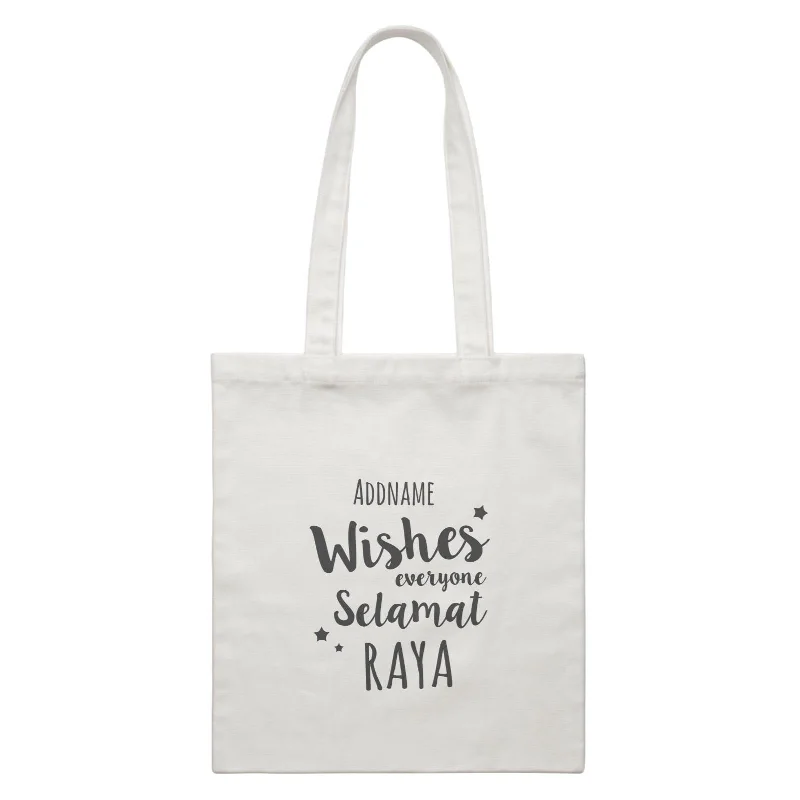 Customizable Canvas Tote Bag for Brand PromotionWishes Everyone Selamat Raya White Canvas Bag