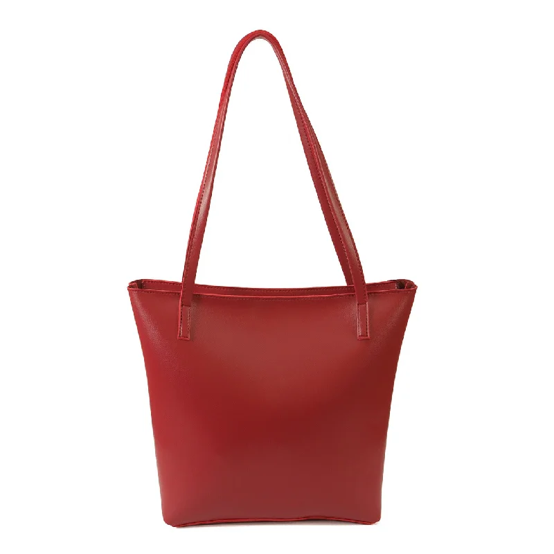 Women's Tote Bag with Zipper Closure in Red for Secure StorageINFINITY MAROON