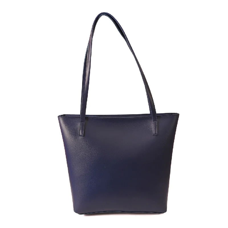 Large Capacity Genuine Leather Women's Tote Bag in Black for Work and CommutingINFINITY BLUE