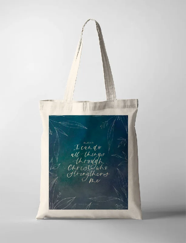 Waterproof Tote Bag in Yellow for Outdoor Activities in Wet WeatherCan Do All Things {Tote Bag}