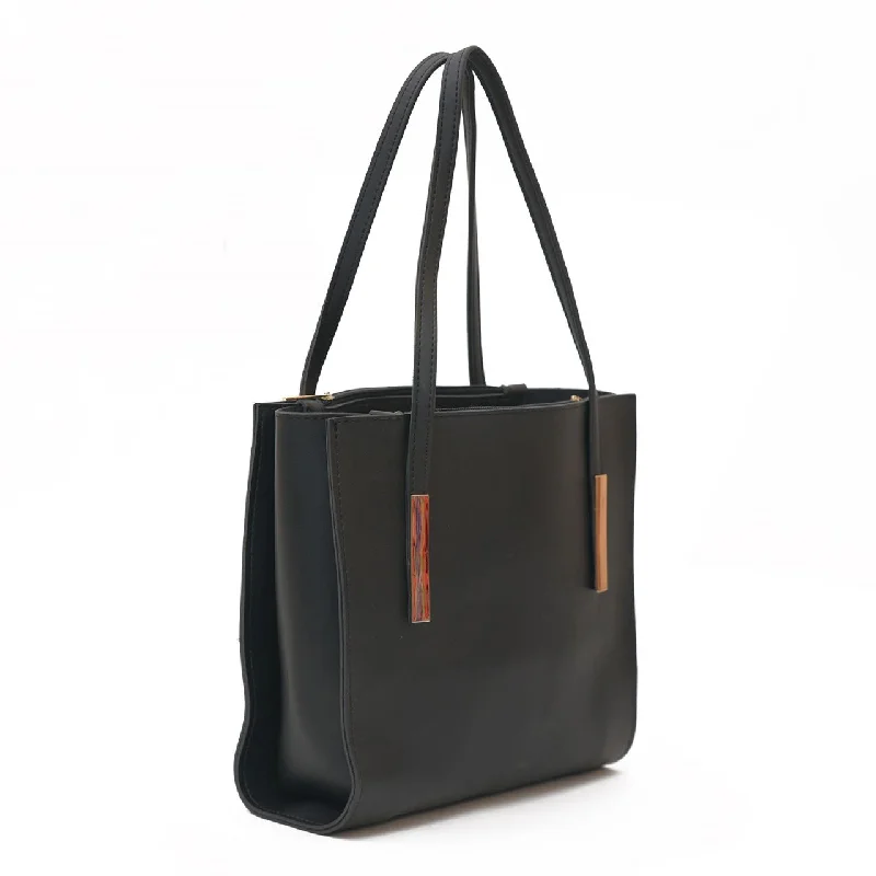 Women's Tote Bag with Inner Compartments in Gray for Organizing Everyday EssentialsCANVA BLACK