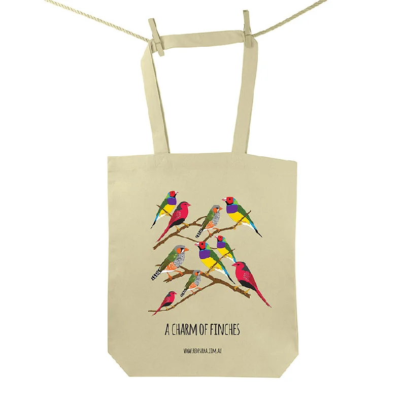 Women's Tote Bag with Zipper Closure in Red for Secure StorageCharm of Finches Tote Bag