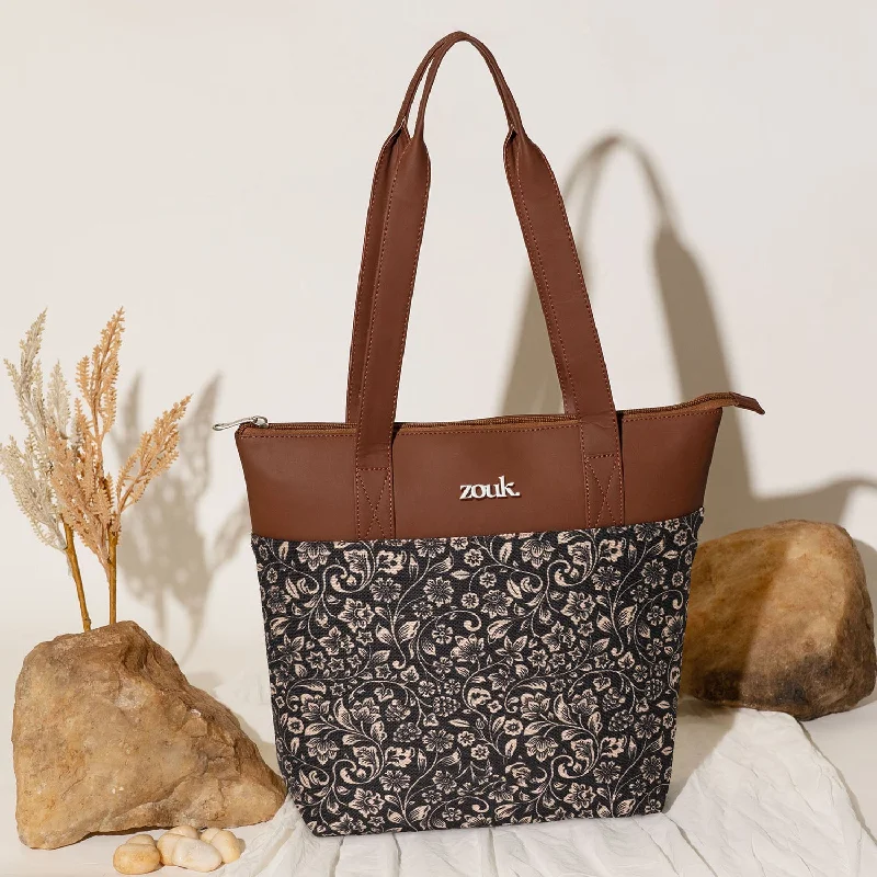 Faux Fur - Trimmed Tote Bag in White for a Cozy Winter LookFloMotif Everyday Tote Bag