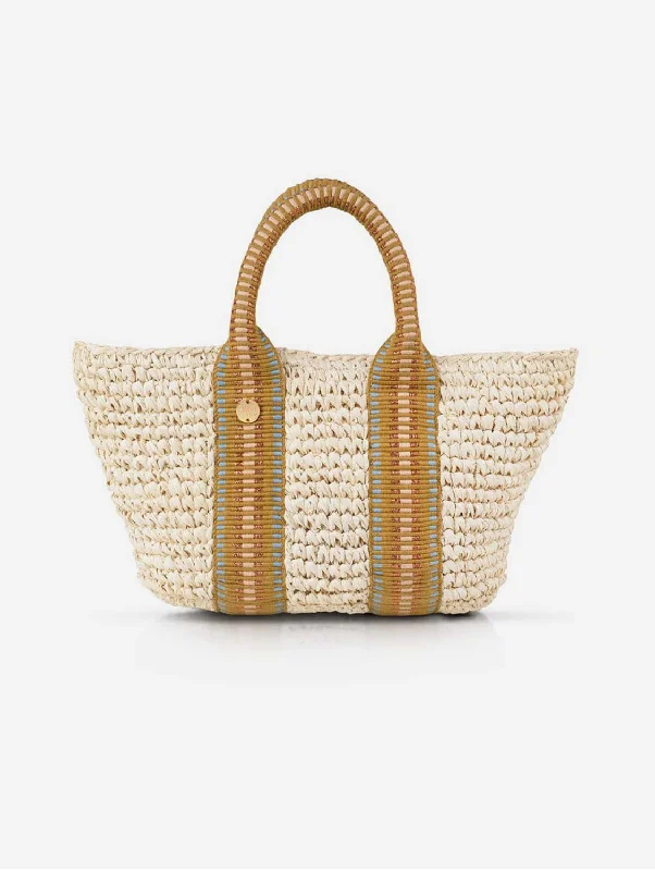 Metallic Tote Bag in Rose Gold with Chain Handles for a Glamorous Night OutGili Raffia Vegan Tote Bag | Natural & Copper Stripe