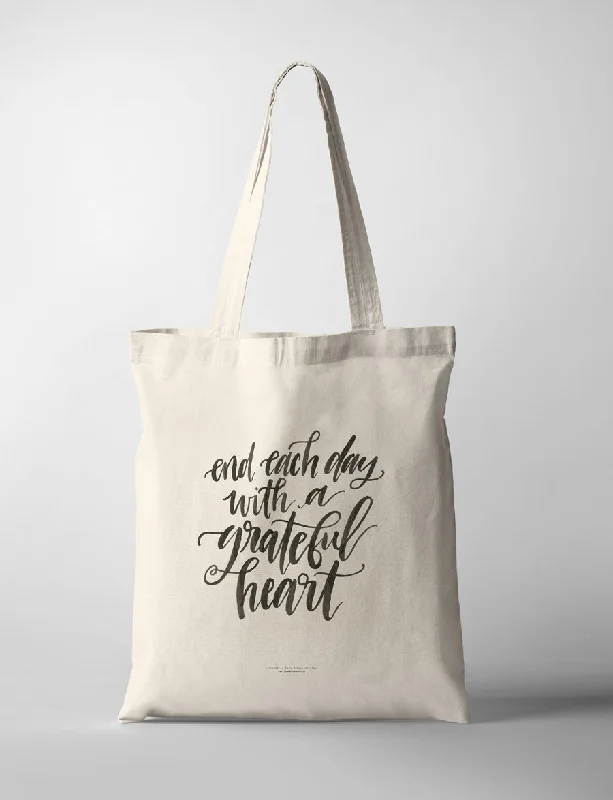 Faux Fur - Trimmed Tote Bag in White for a Cozy Winter LookGrateful Heart {Tote Bag}