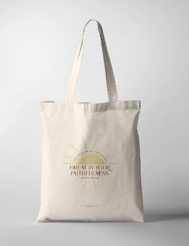 Women's Printed Tote Bag in Floral Patterns for a Spring - Themed Shopping TripGreat Is Your Faithfulness {Tote Bag}