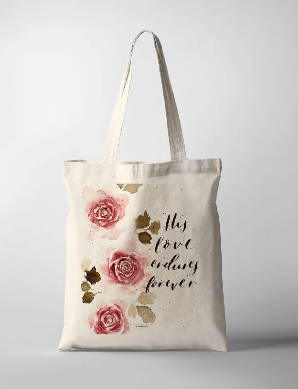 Women's Tote Bag with Detachable Pouch in Purple for Added ConvenienceHis Love Endures Forever {Tote Bag}