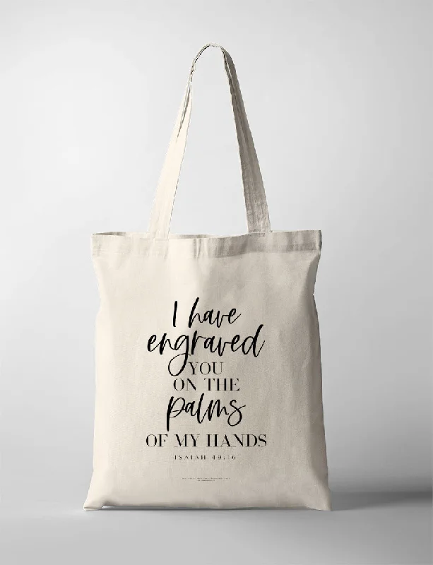 Oversized Jute Tote Bag in Natural Color with Rope Handles for a Beach VacationI Have Engraved You On My Palms {Tote Bag}