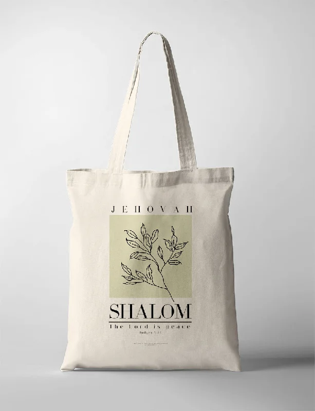 Tote Bag with Adjustable Shoulder Strap in Olive Green for Comfortable CarryingJehovah Shalom {Tote Bag}