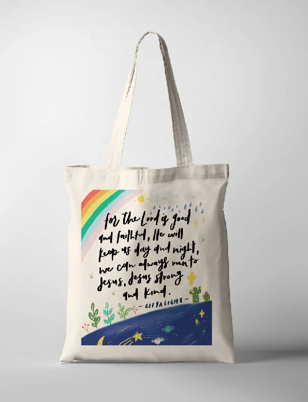 Women's Printed Tote Bag in Floral Patterns for a Spring - Themed Shopping TripJesus Strong And Kind {Tote Bag}