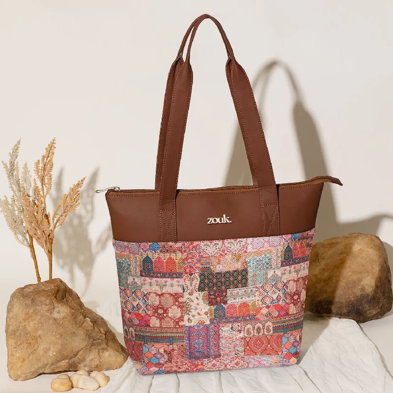 Embroidered Tote Bag in Beige with Floral Motifs for a Boho - Chic VibeKutch Gamthi Everyday Tote Bag