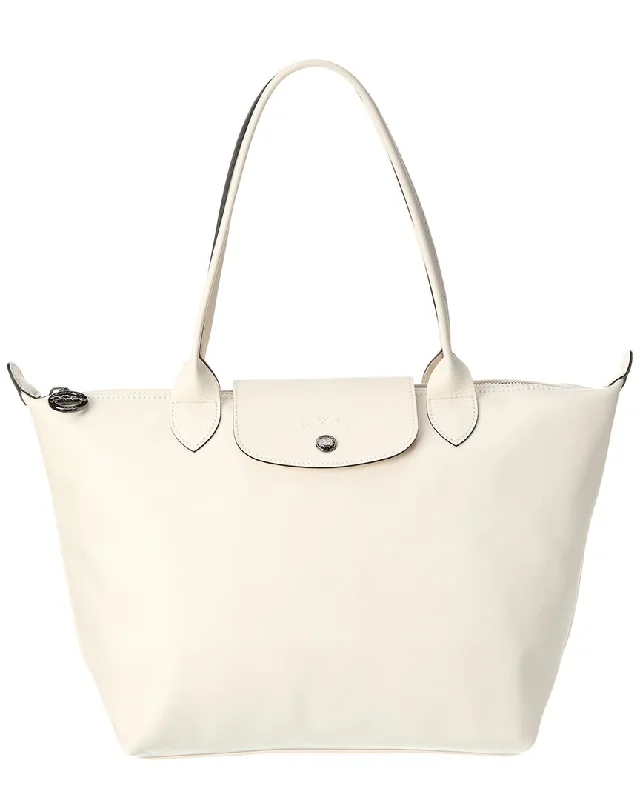 Faux Fur - Trimmed Tote Bag in White for a Cozy Winter LookLongchamp Le Pliage Xtra Medium Leather Tote